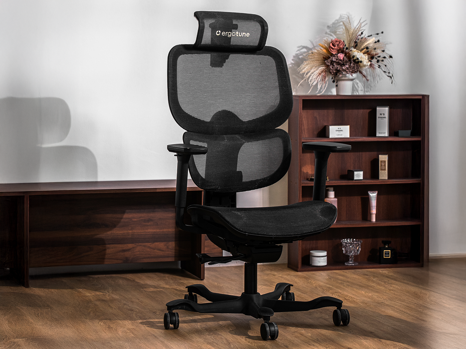 ErgoTune Joobie Lite affordable ergonomic chair in charcoal black, front view
